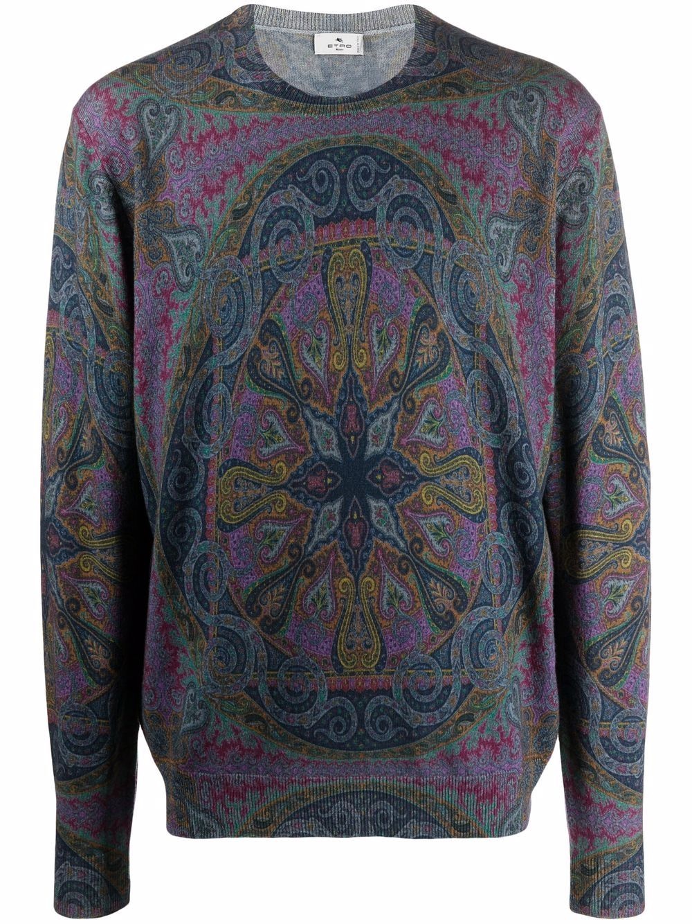 ornamental-print virgin wool jumper - 1