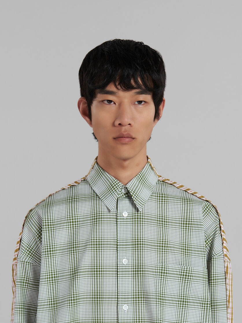 GREEN BIO POPLIN SHIRT WITH CONTRASTING CHECKS - 4