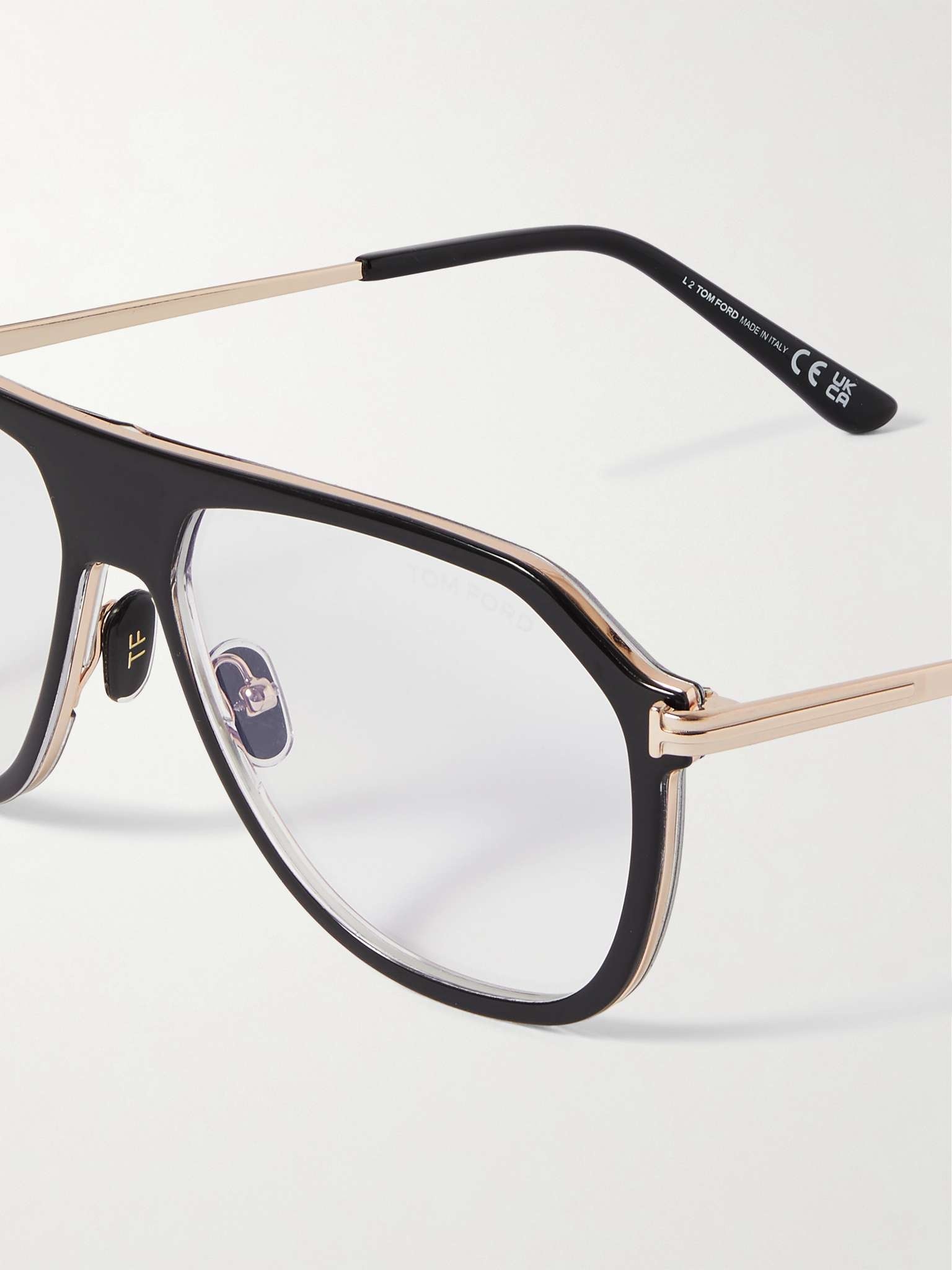 Aviator-Style Acetate and Gold-Tone Blue Light-Blocking Optical Glasses - 4