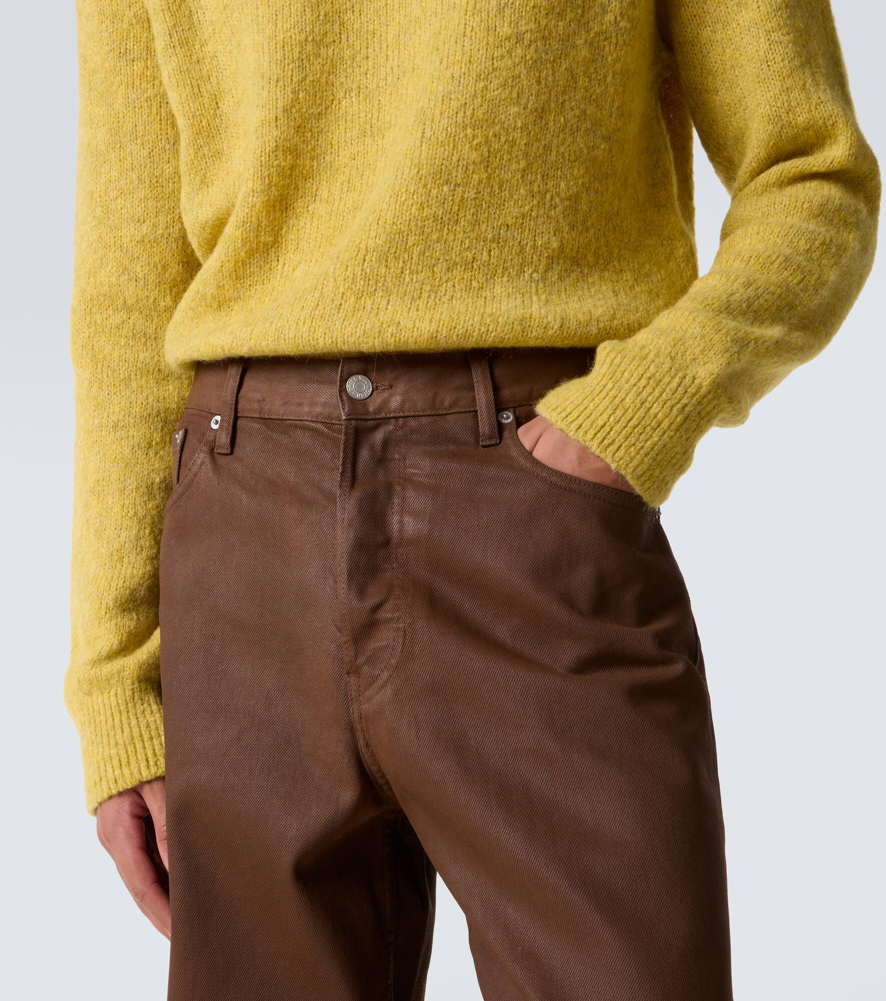 Coated mid-rise straight jeans - 5