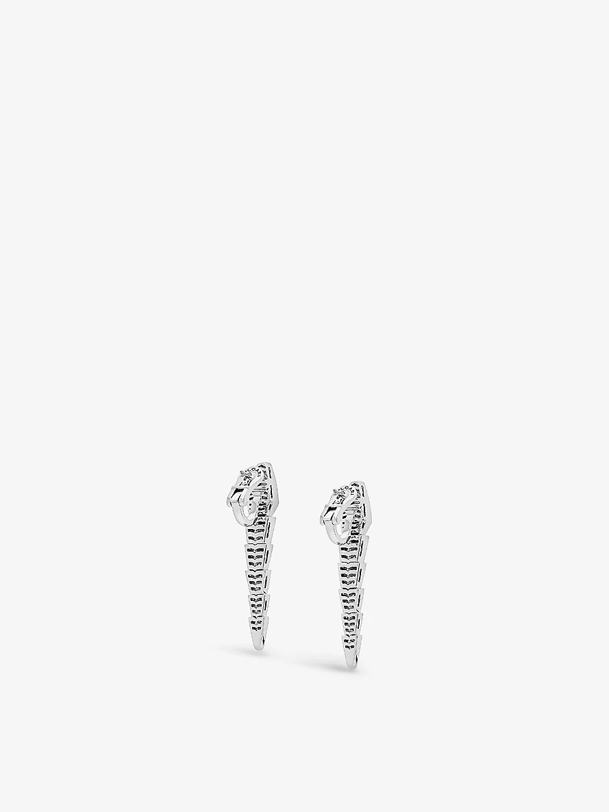 Serpenti 18kt white-gold earrings with full pavé diamonds - 4
