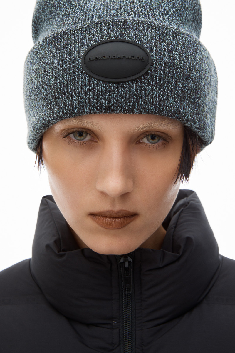 Alexander Wang dome logo beanie in ribbed wool stretch outlook