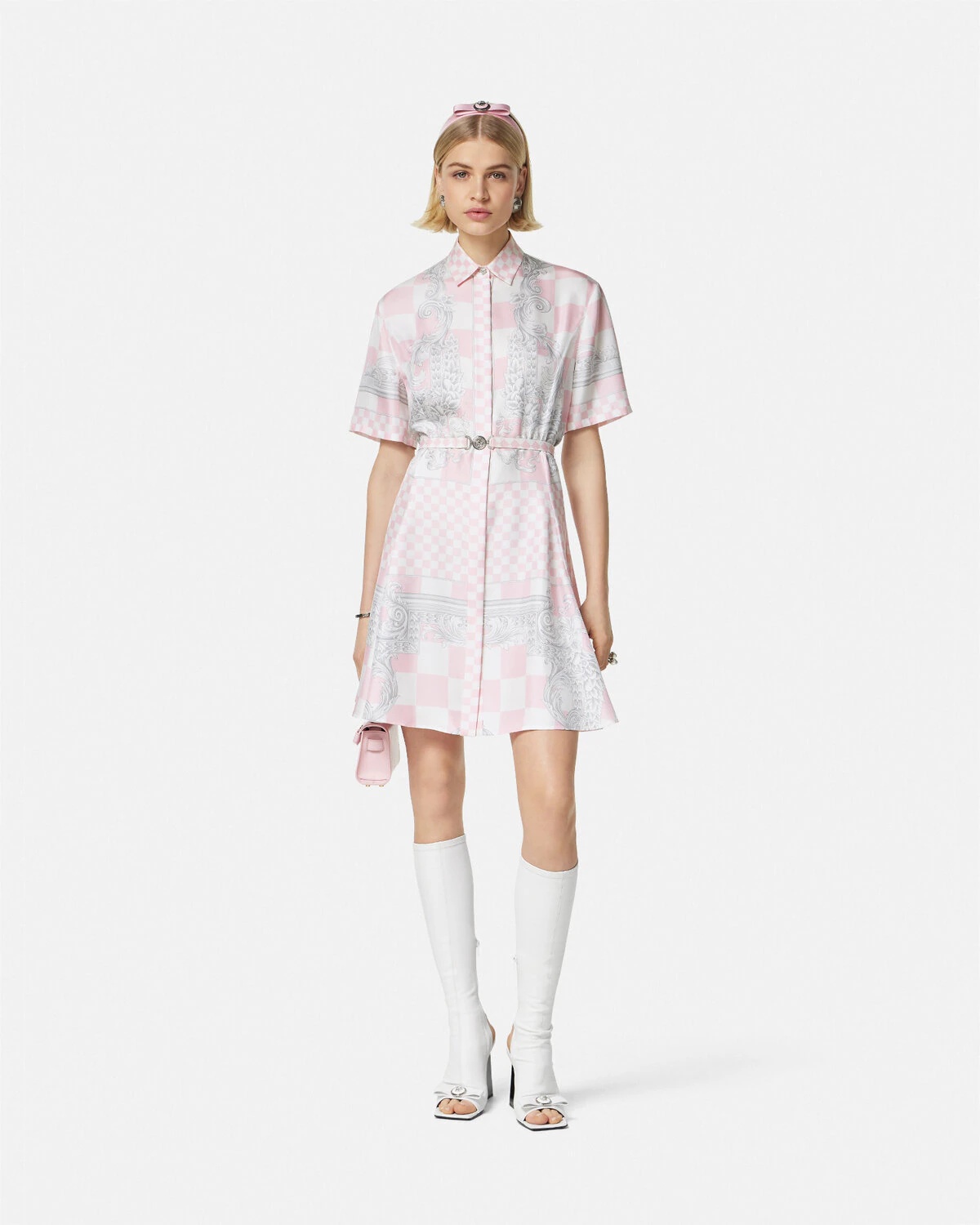 Medusa Contrasto Silk Midi Shirt Dress - 2