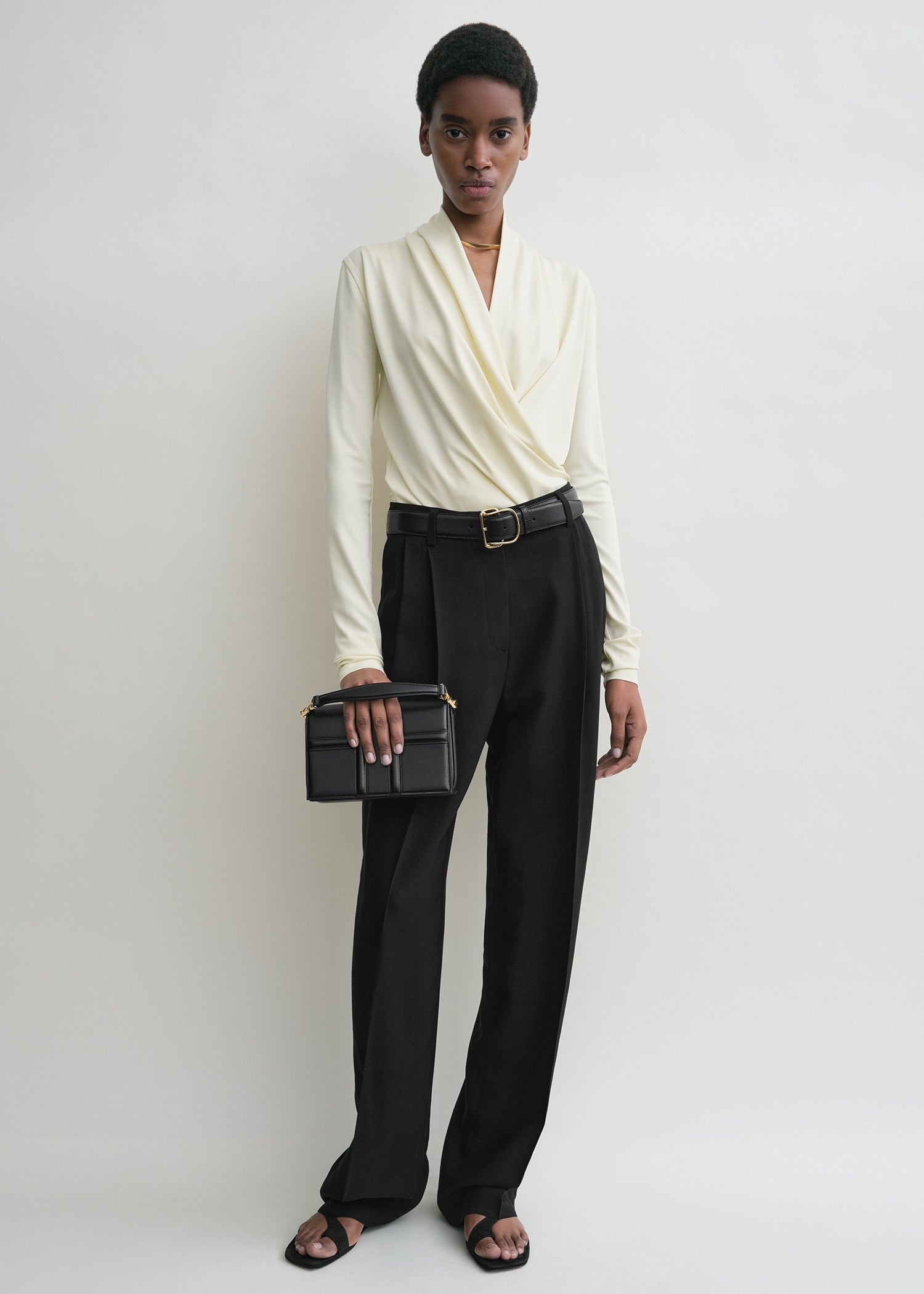Overlapped jersey top ecru - 2