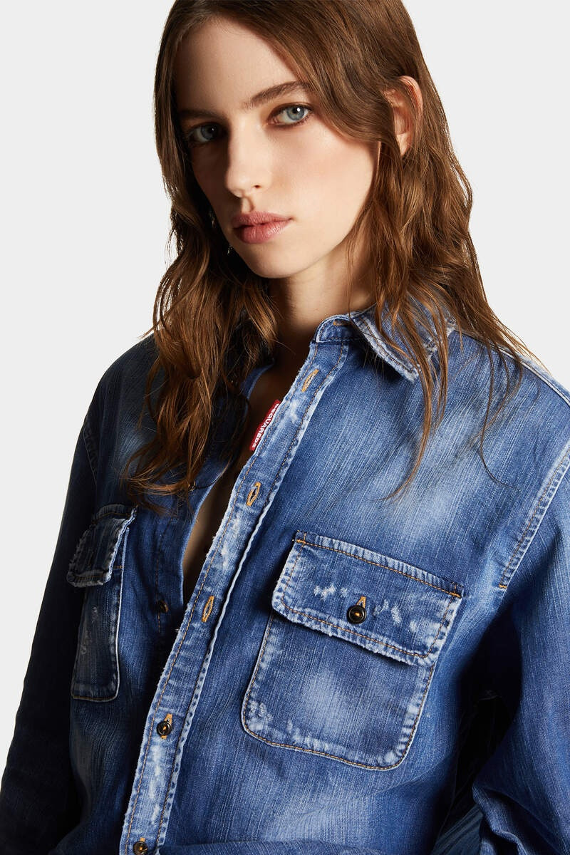 DEAN DENIM CROPPED MAXI SHIRT 5