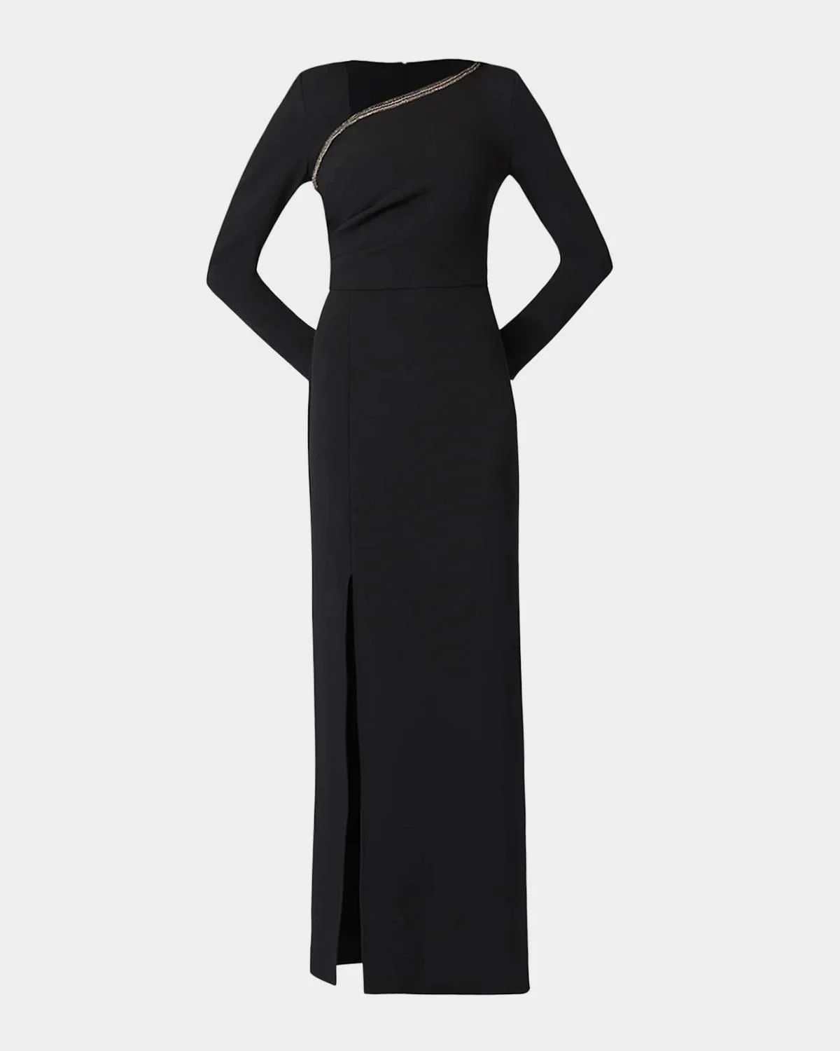 Macrae Crystal-Trim Crepe Column Gown - 1