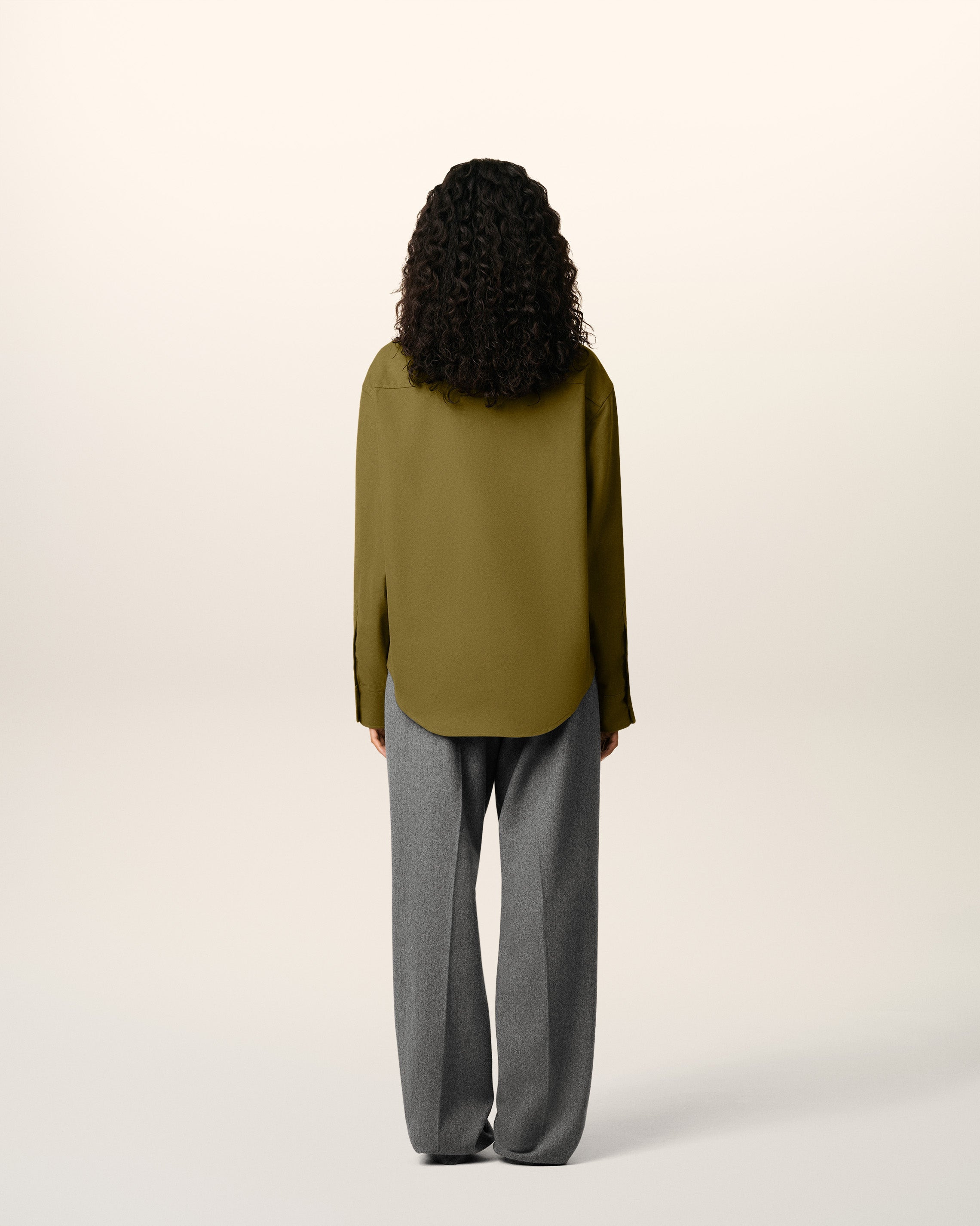 GREEN COTTON EMBOSSED AMI DE COEUR BOXY SHIRT - 11