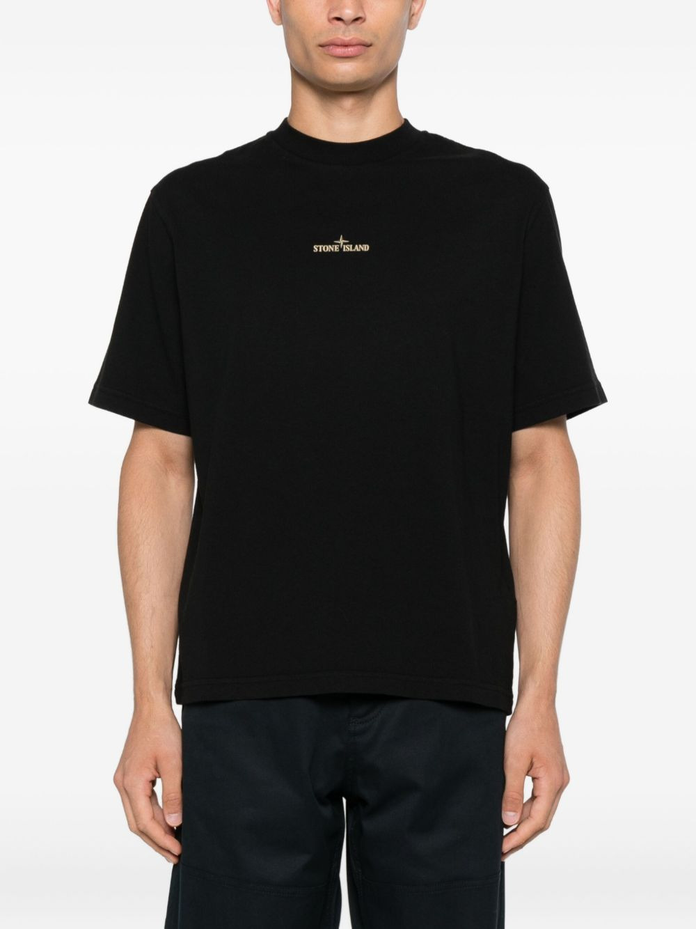 logo-embroidered cotton T-shirt - 3