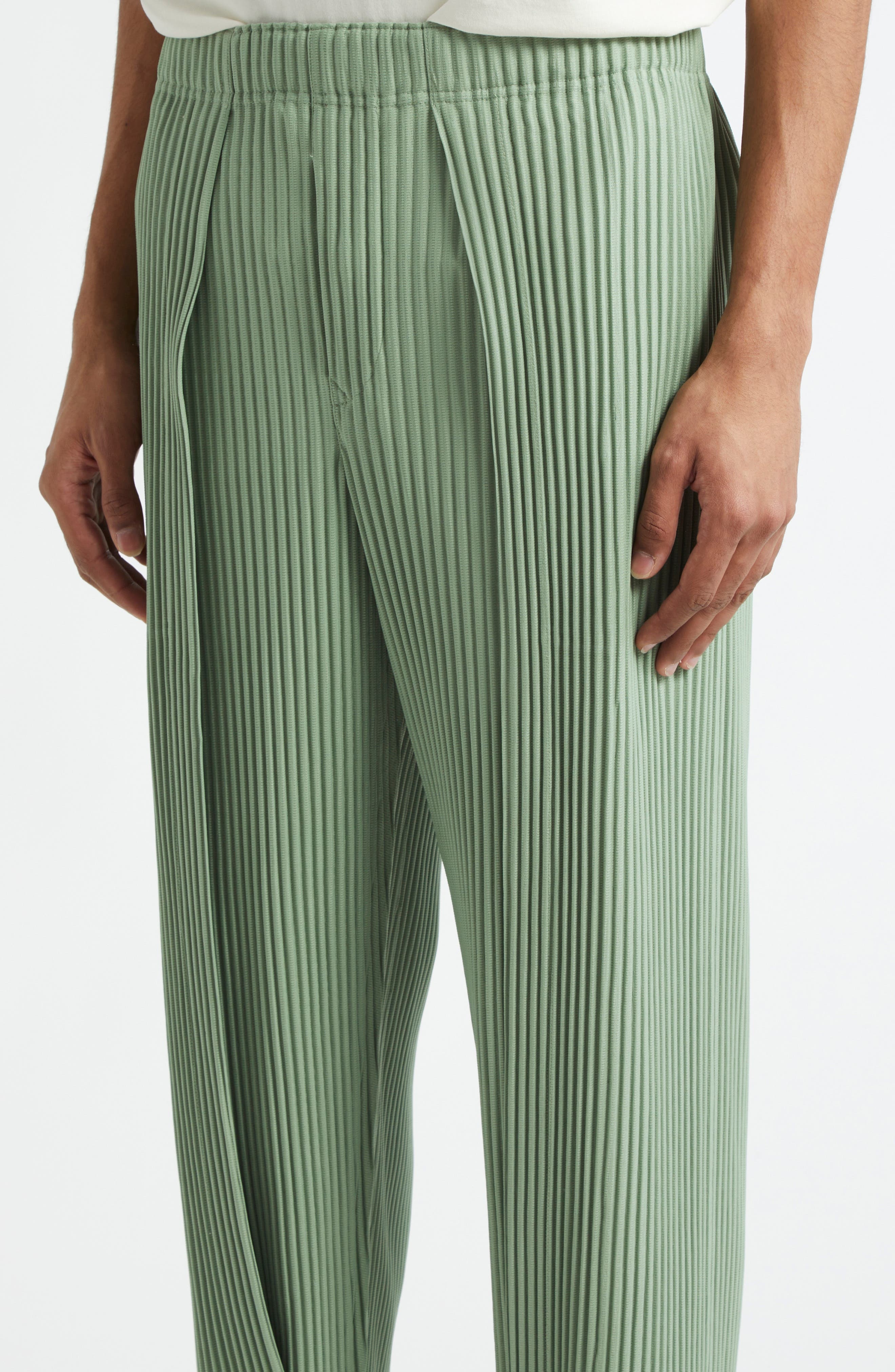 Homme Plissé Issey Miyake Bottoms 1 Pleated Straight Leg Pants in Pistachio Green at Nordstrom - 5