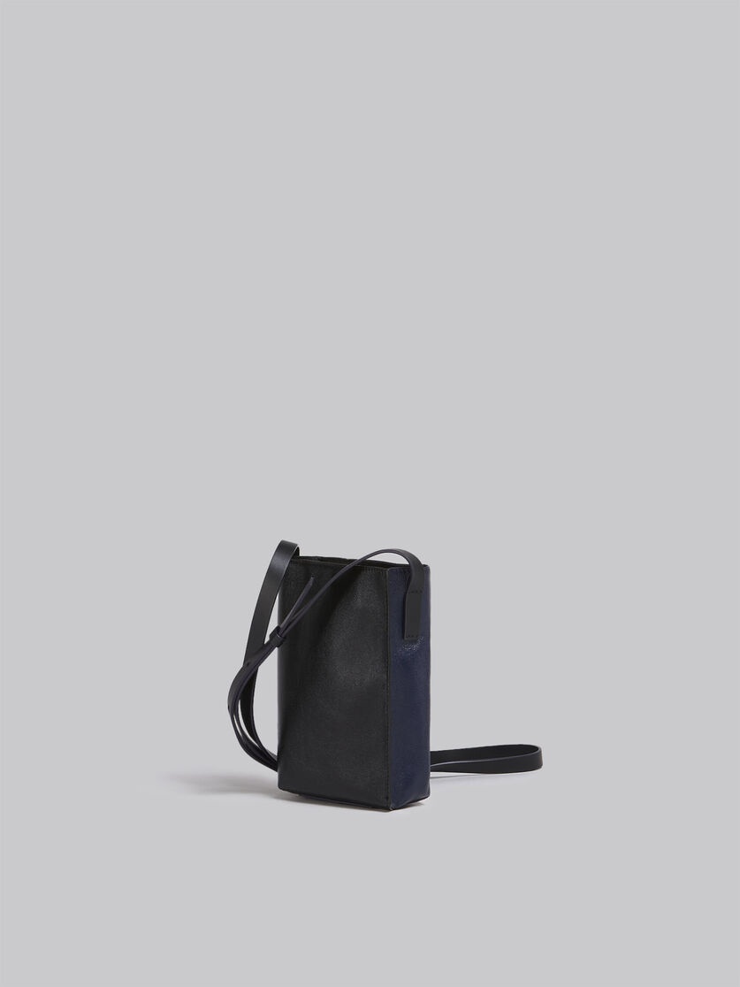 MUSEO SOFT SMALL BAG IN BLUE AND BLACK LEATHER - 3