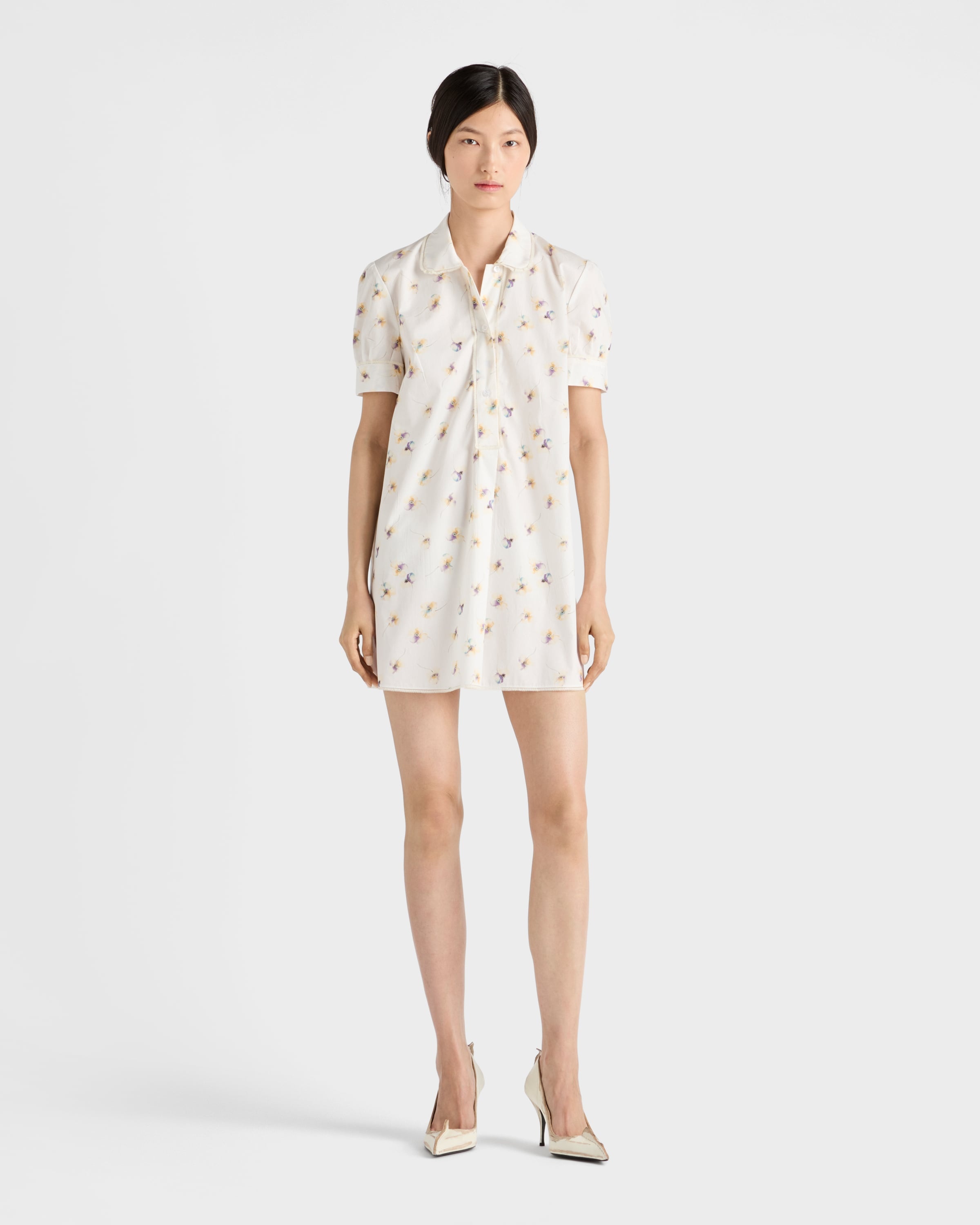 Floral print poplin mini-dress - 2