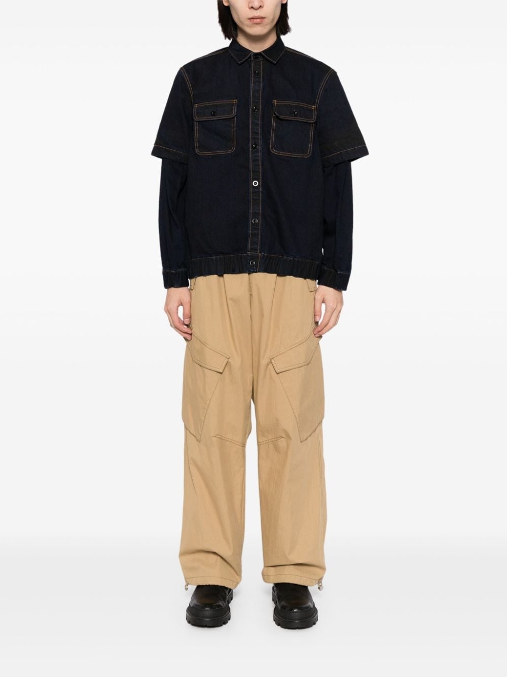 contrast-stitching denim jacket - 2