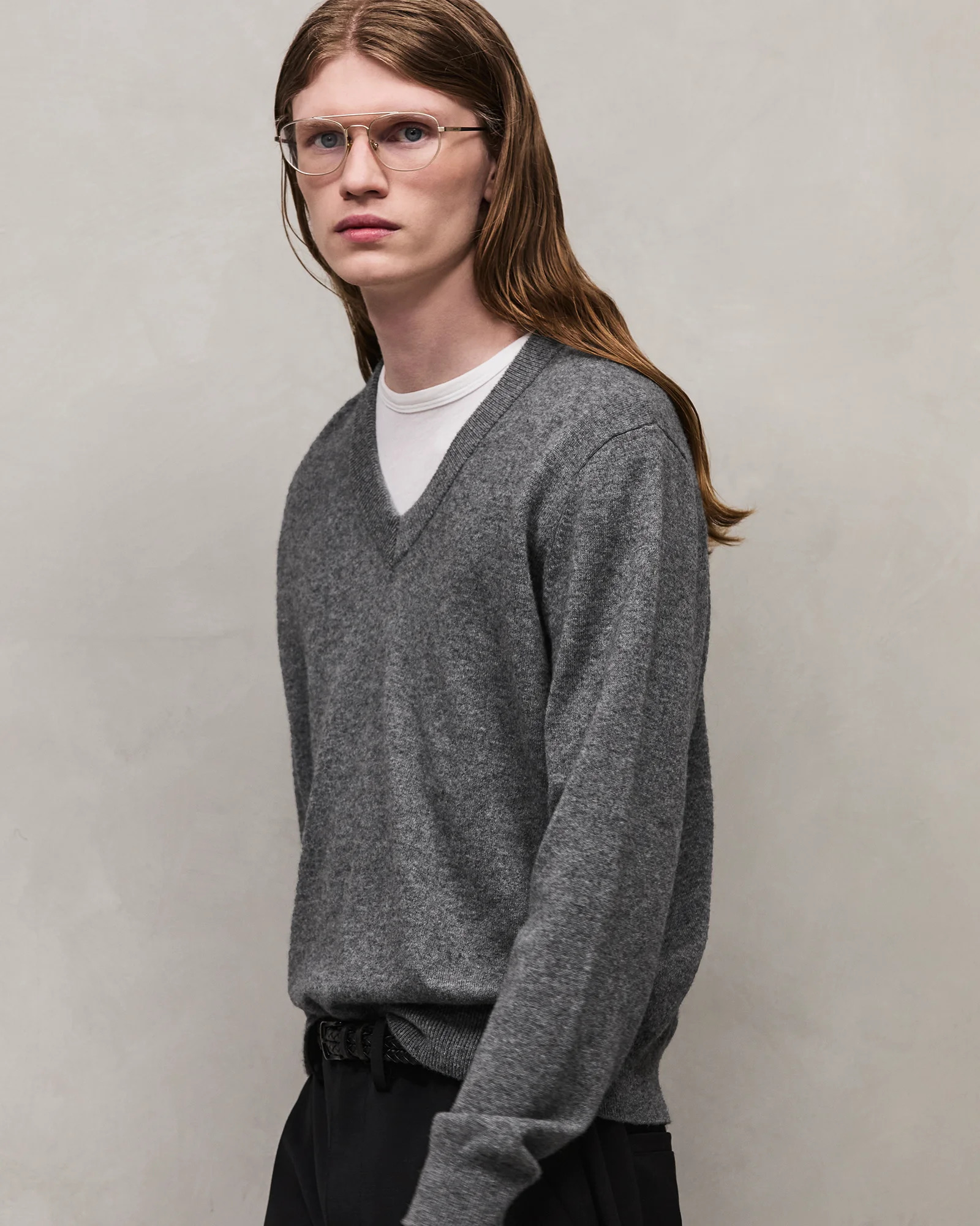 KNIT V-NECK CONCRETE - 3