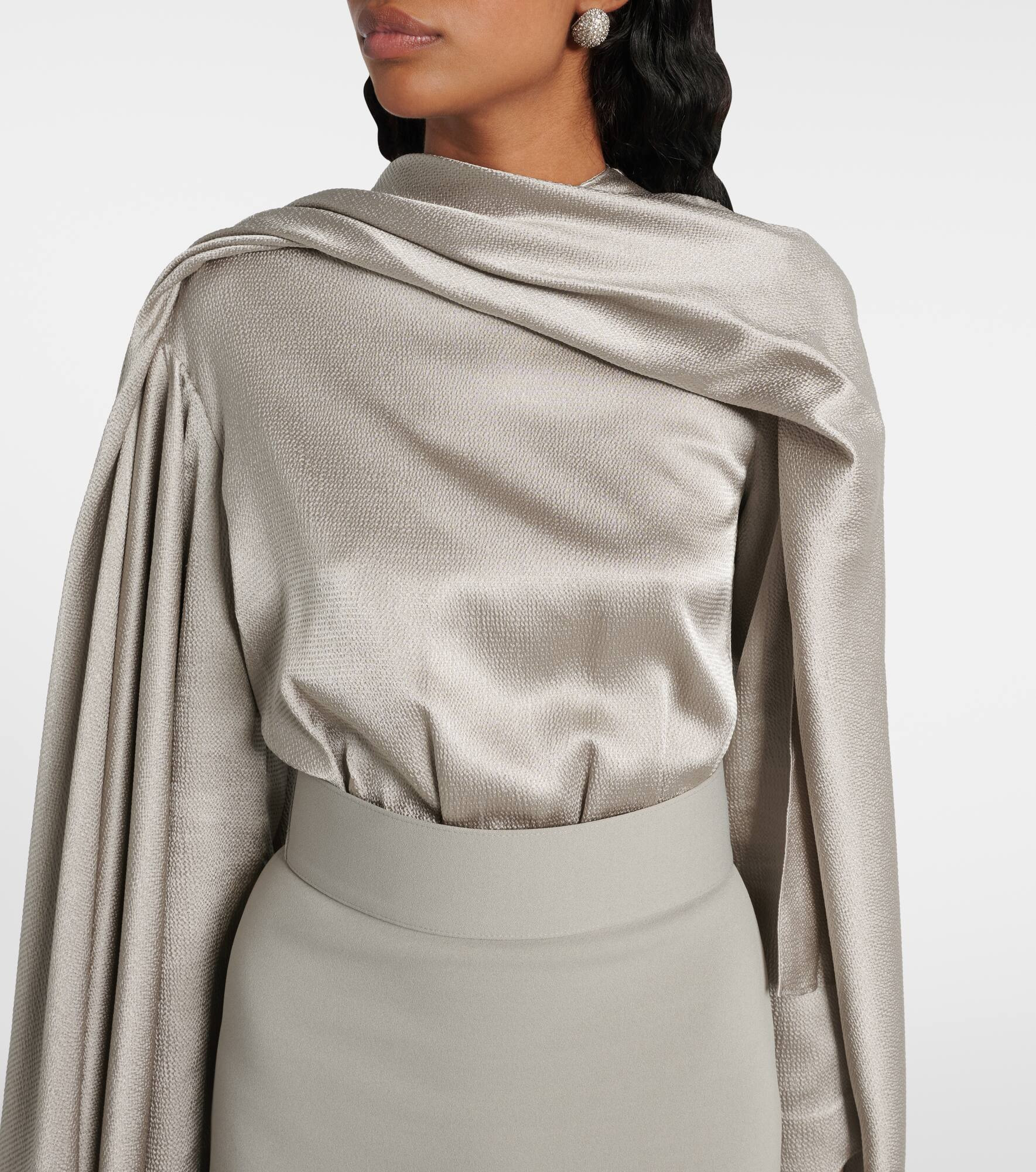 Rosalia draped satin-trimmed gown - 4