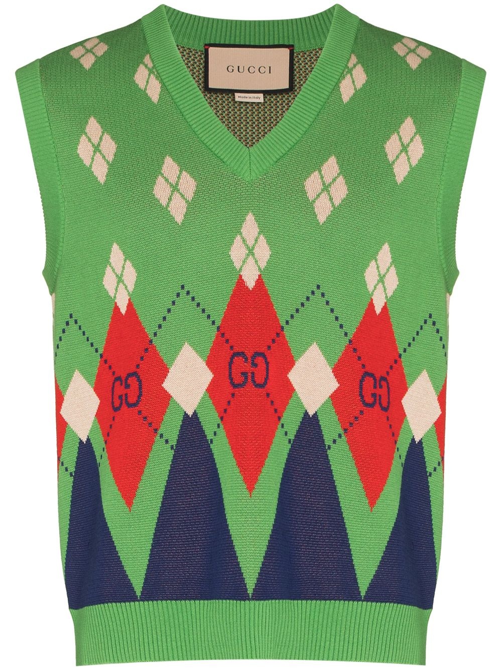 argyle-pattern knitted vest - 1