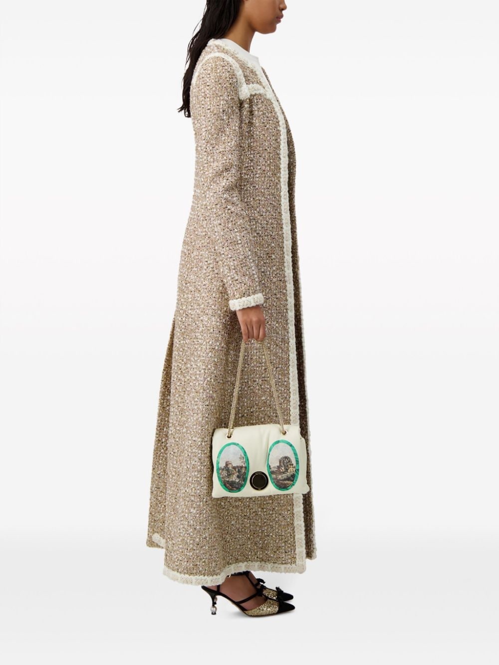 braided-trim tweed coat - 3