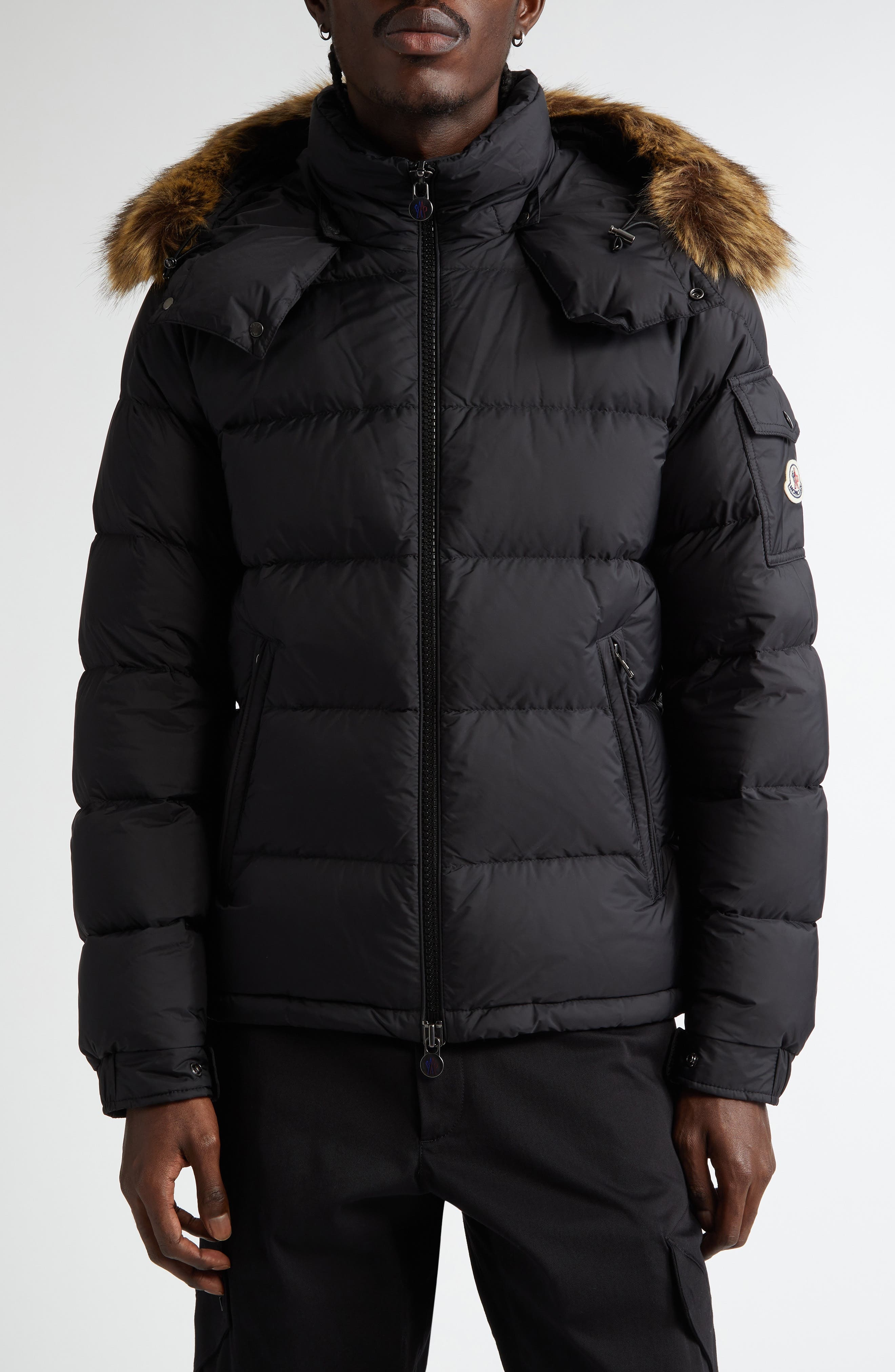 Moncler Mayaf Hooded Down Jacket with Faux Fur Trim in Black at Nordstrom - 1