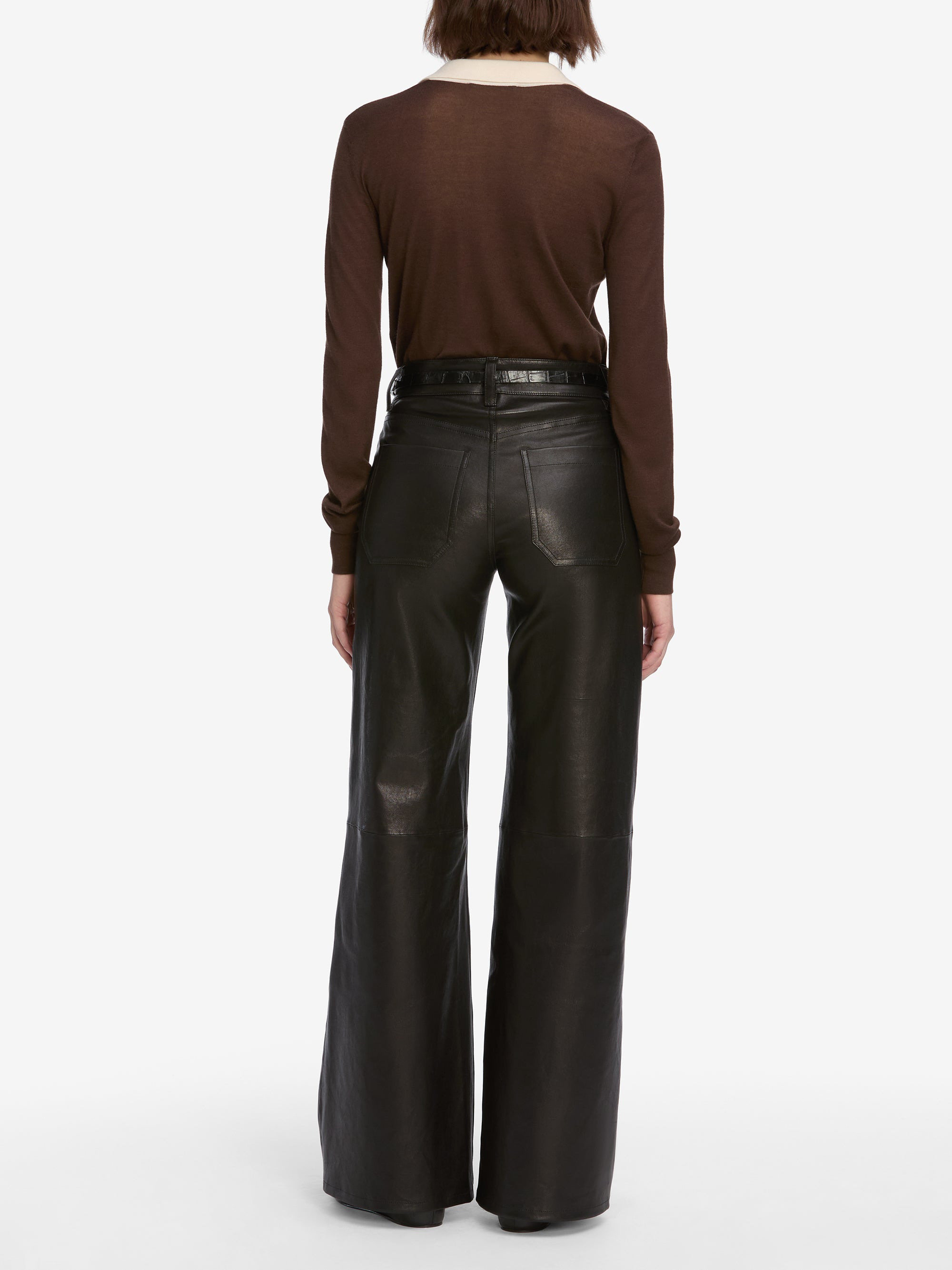 Le Slim Palazzo Modernist Pocket Leather in Black - 6