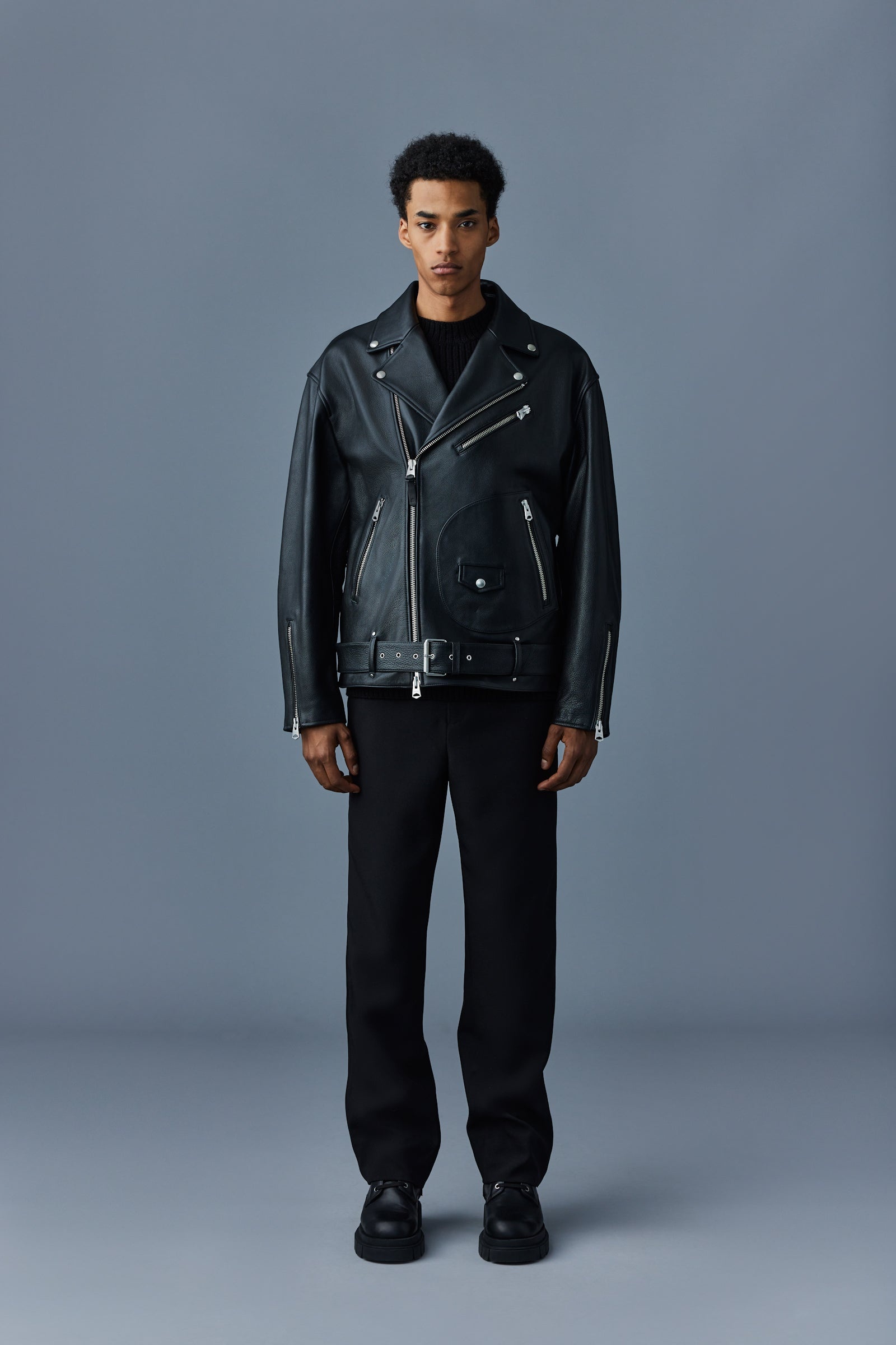 CLEMENT Oversized R Leather biker jacket - 2