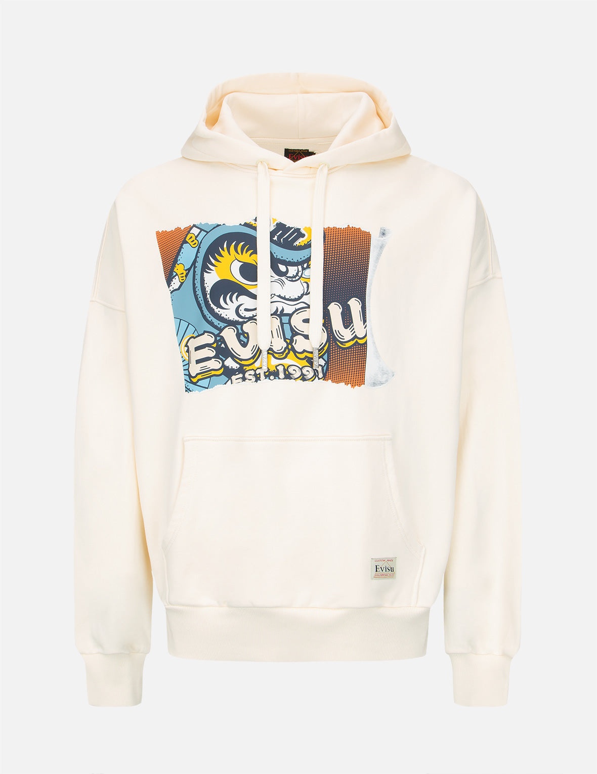 Tear-off Daruma Poster Print Hooded Sweatshirt - 1