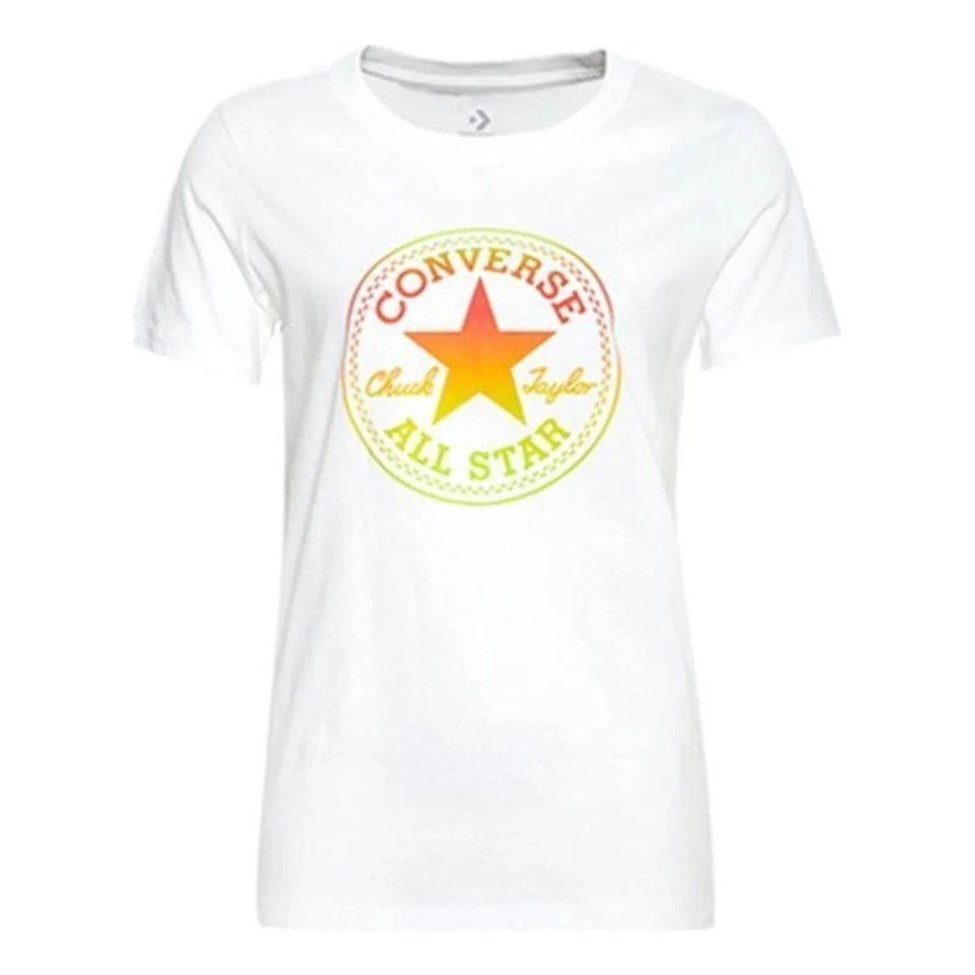 (WMNS) Converse Ombre Chuck Patch Crew T-Shirt 'White Yellow' 10017088-A01 - 1