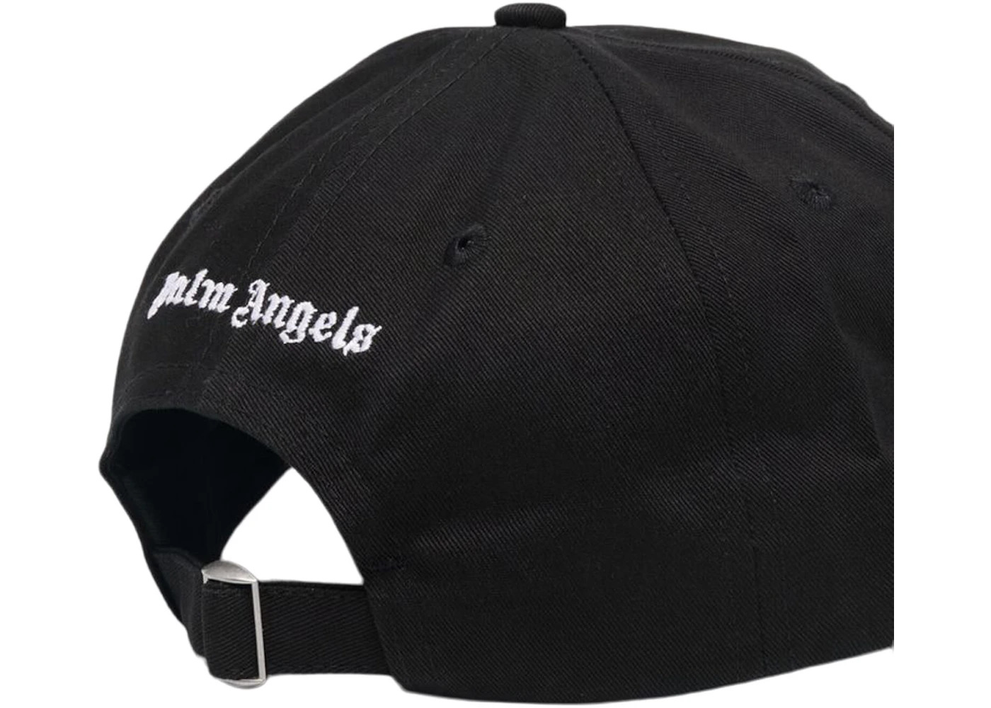Palm Angels Embroidered Gothic Intarsia Logo Strap-Back Cap Black/White (SS22) - 2