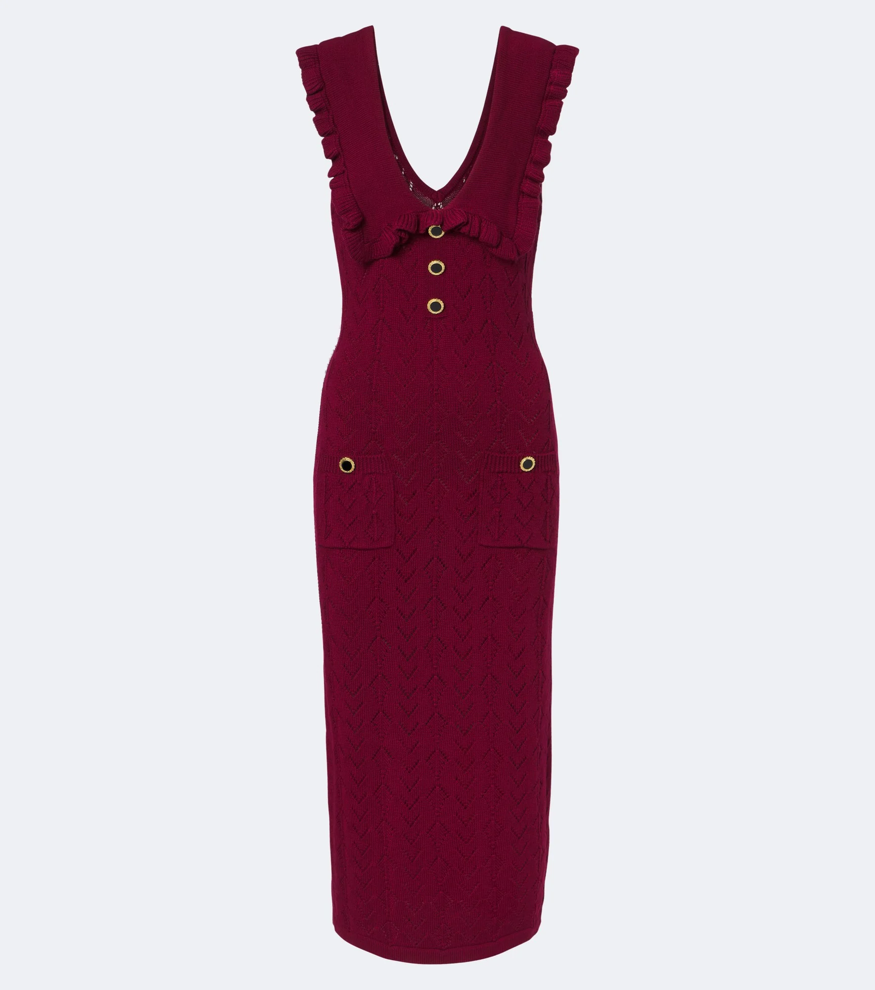 Ruffled knitted pointelle midi dress - 1