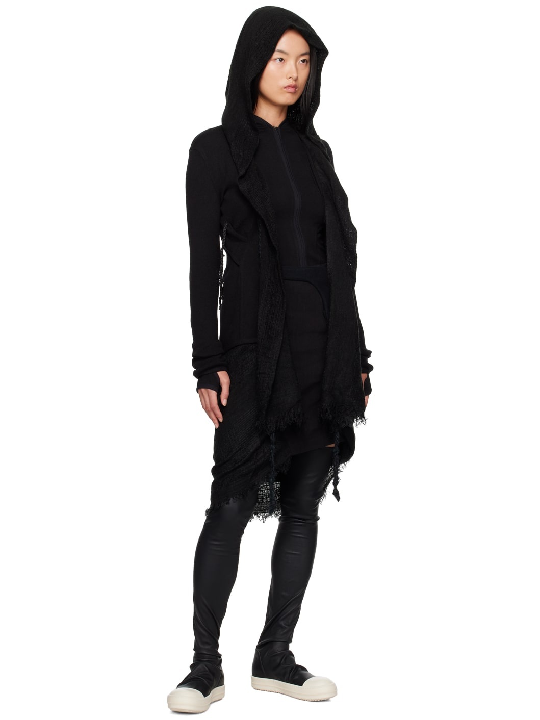 Black Fringed Midi Skirt - 4