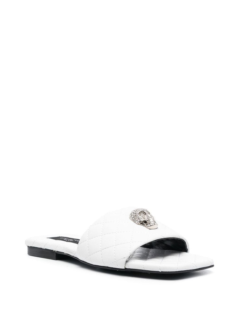 PHILIPP PLEIN crystal-skull matelassé slides outlook