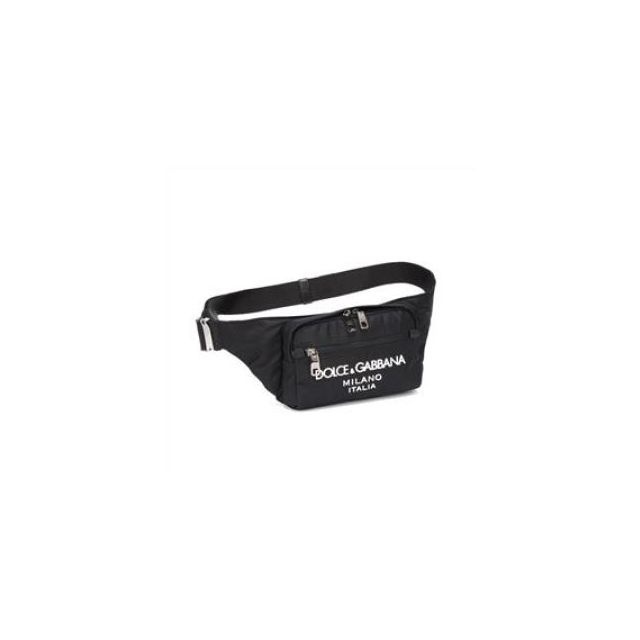 Small black nylon fanny pack with rubberised logo - 2