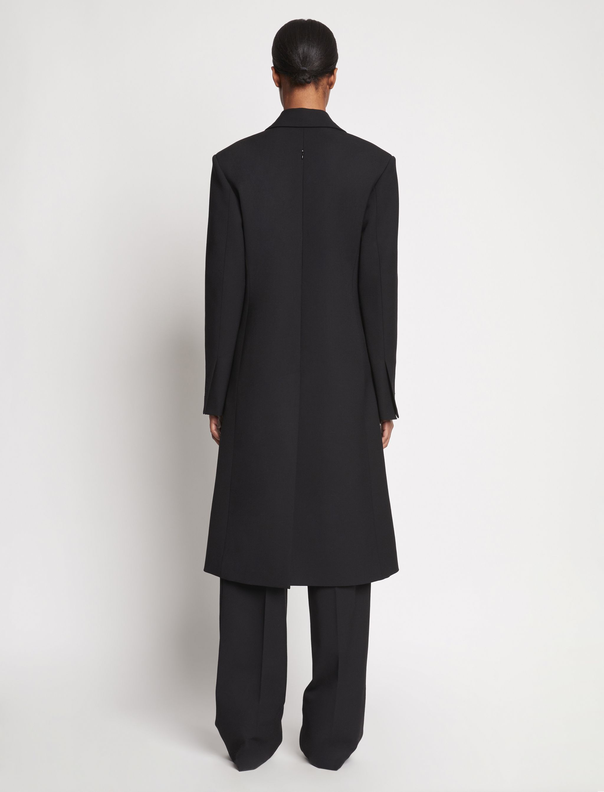 Satin Lapel Lightweight Wool Coat - 4