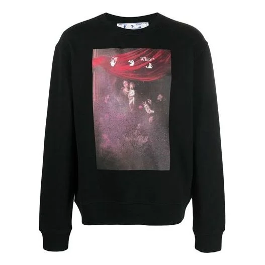 Off-White SS21 Arrows Pattern Printing Round Neck Long Sleeves Version Black OMBA025S21FLE0091001 - 1