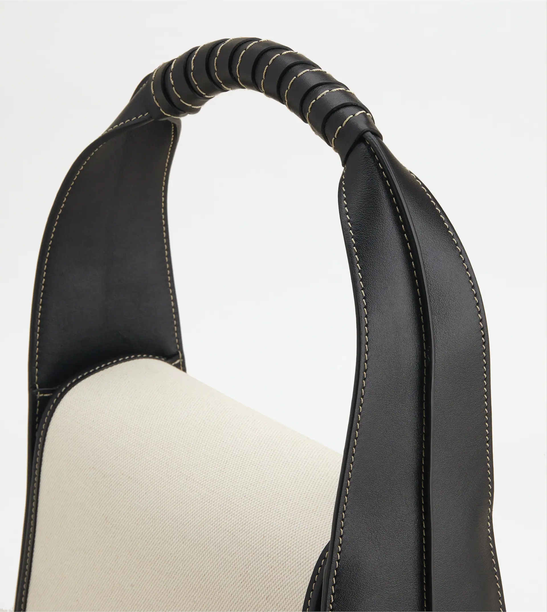 TIMELESS BAG IN LEATHER AND CANVAS MINI - WHITE, BLACK - 5