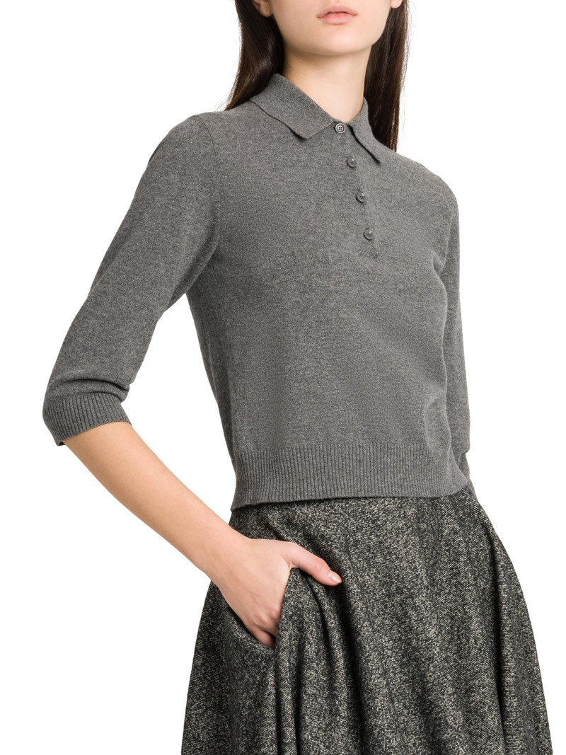 Women's Italian Tailoring Henley Cashmere Shirt - Melange Grigi 4