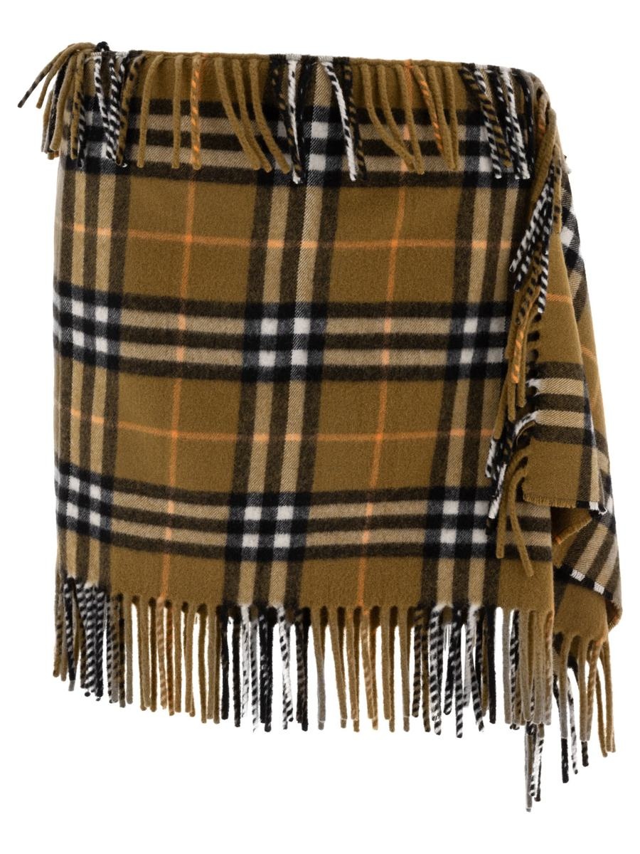 Burberry Check Wool Cashmere Scarf Skirt - 1