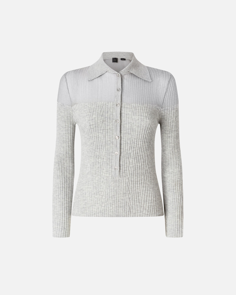 RIBBED LONG-SLEEVED POLO SHIRT 1