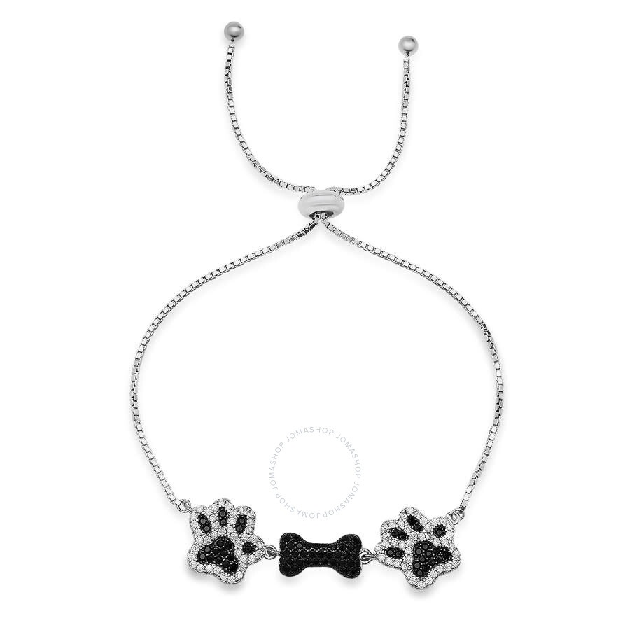 Kylie Harper - Kylie Harper Sterling Silver Cubic Zirconia  CZ Doggy Paw & Bone Adjustable Bracelet - 1