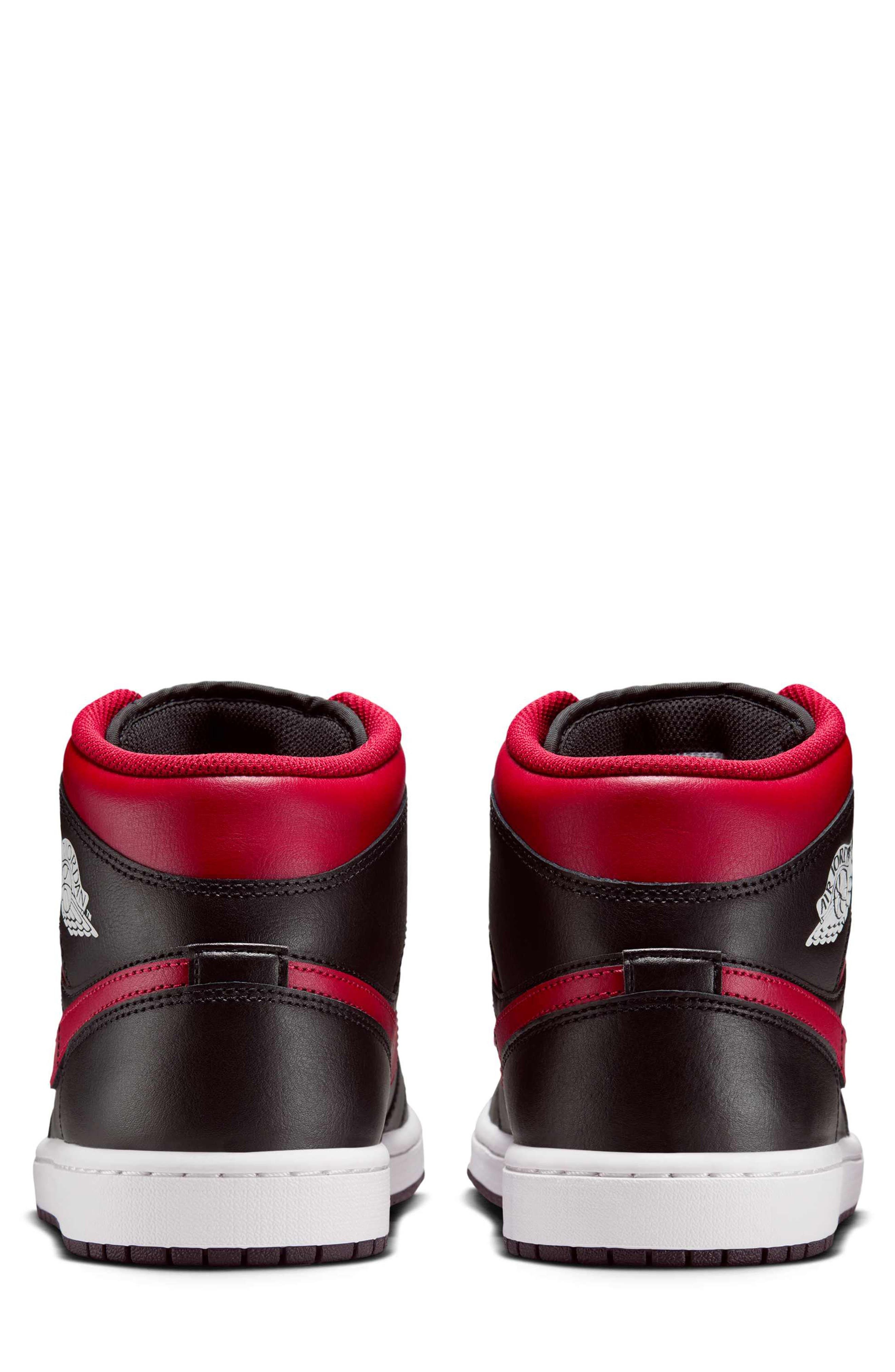 Air Jordan 1 Mid Sneaker in Black/summit White/varsity Red at Nordstrom - 6