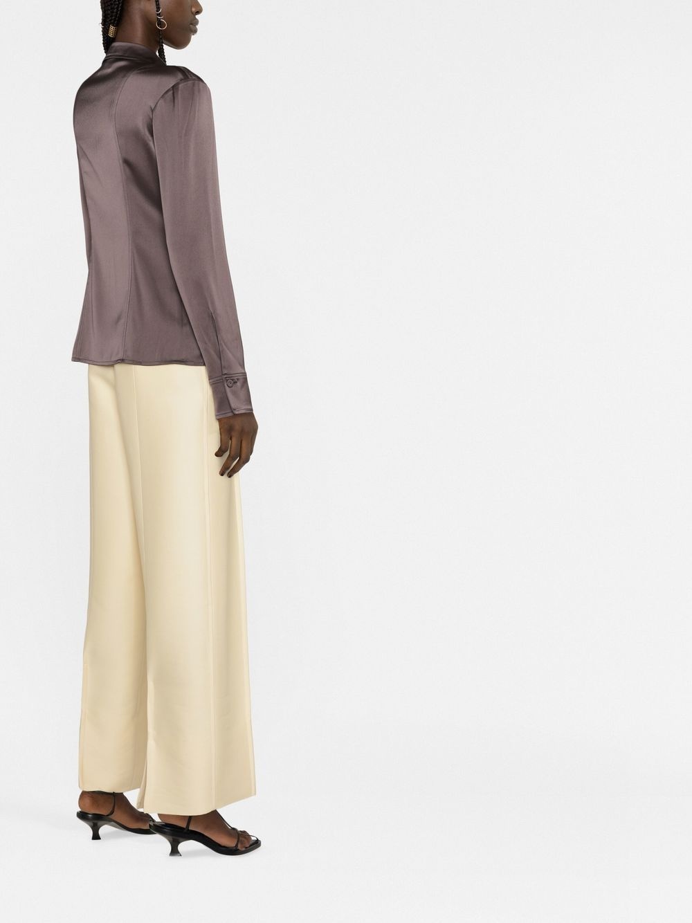 oversized-collar fitted shirt - 3