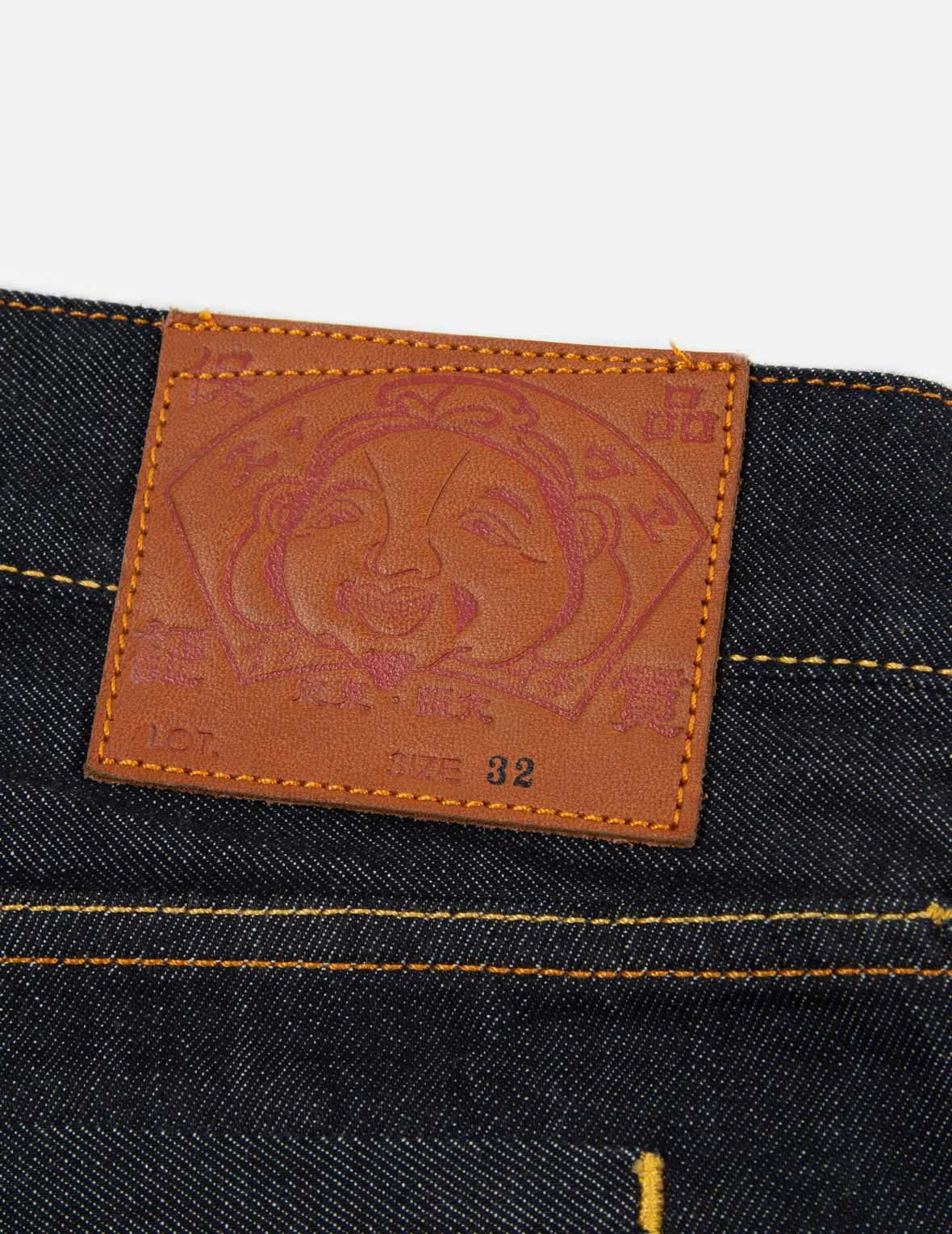 DARUMA BUDDIES PATTERN DAICOCK PRINT DENIM SHORTS - 8