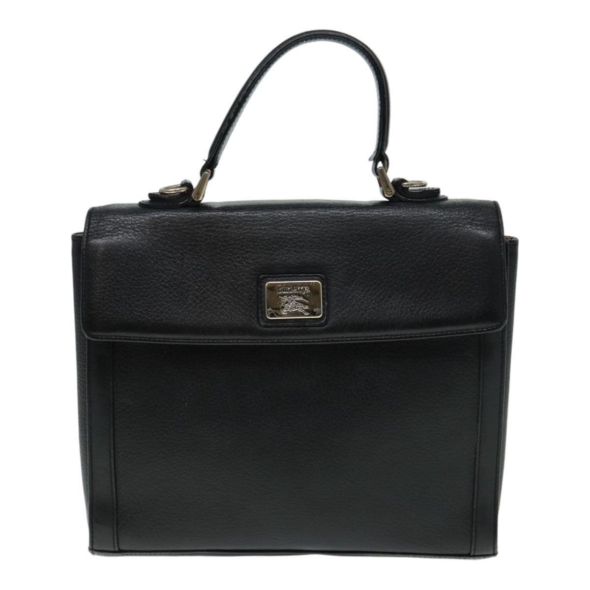 Burberry Hand Bag Leather Black Silver - 13