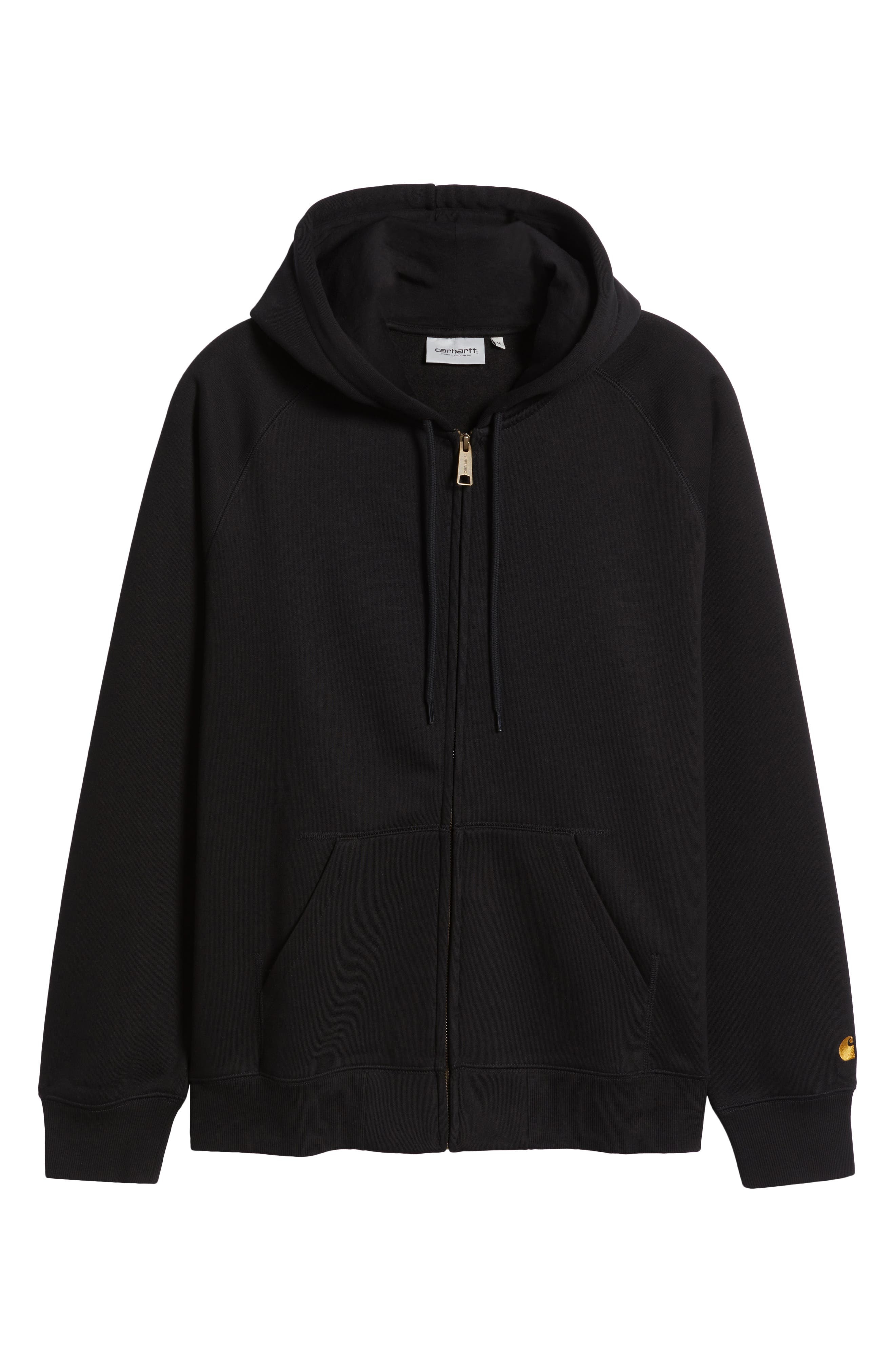 Carhartt Work In Progress Chase Cotton Blend Zip-Up Hoodie in Black /Gold at Nordstrom - 5