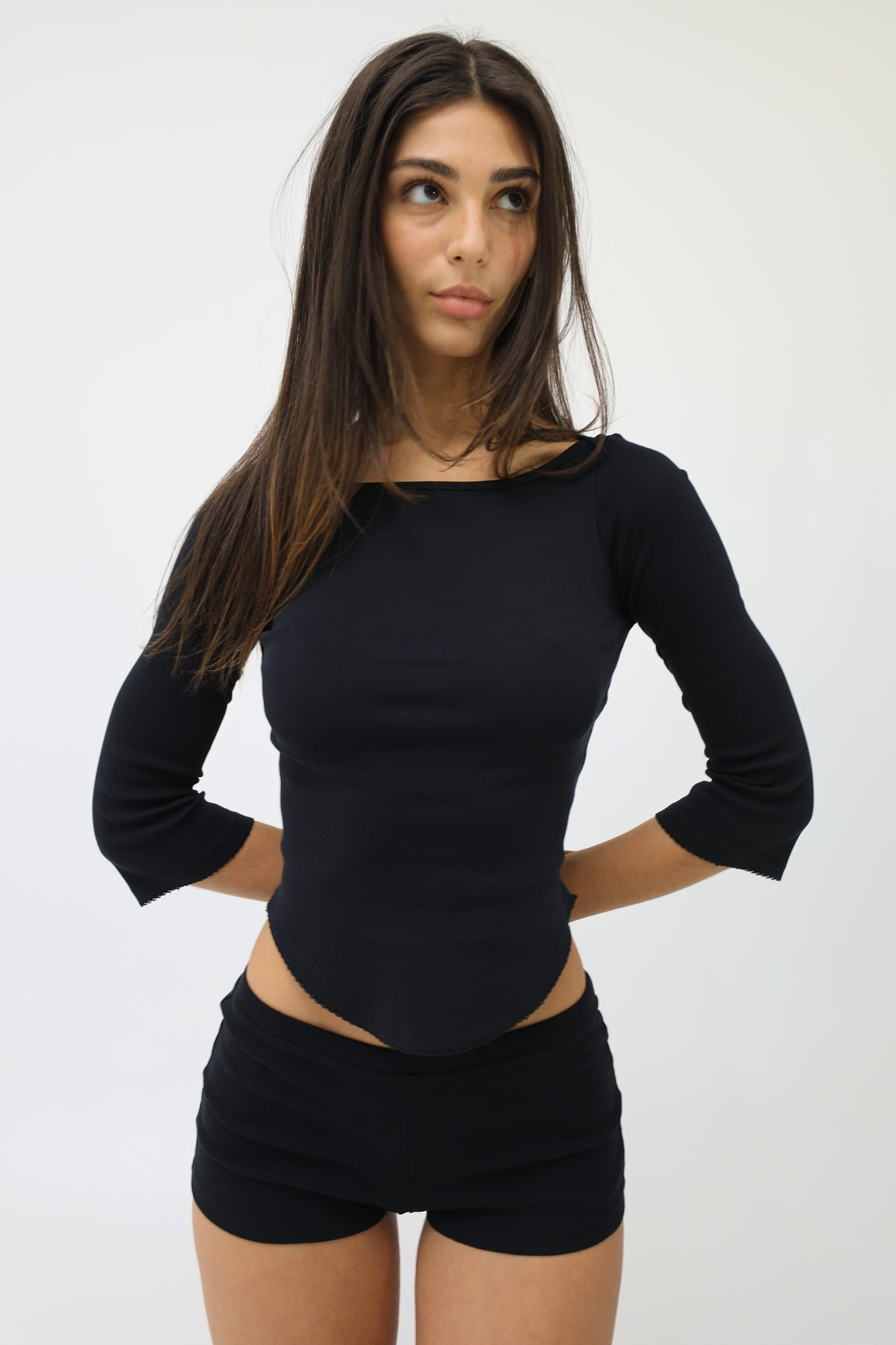 The Rina Long Sleeve: Cotton Jersey Black - 3