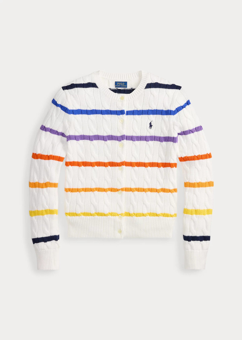 US Open Striped Cable Cotton Cardigan 1