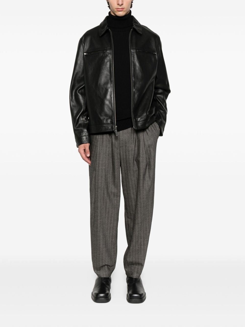 herringbone elasticated-waist trousers - 2