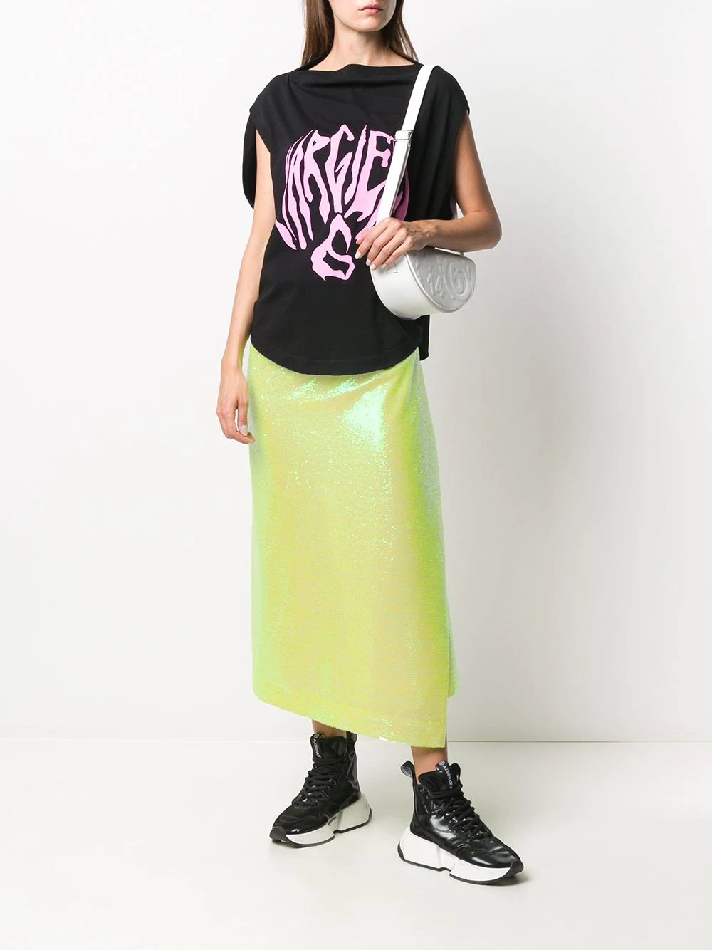 logo print draped T-shirt - 2