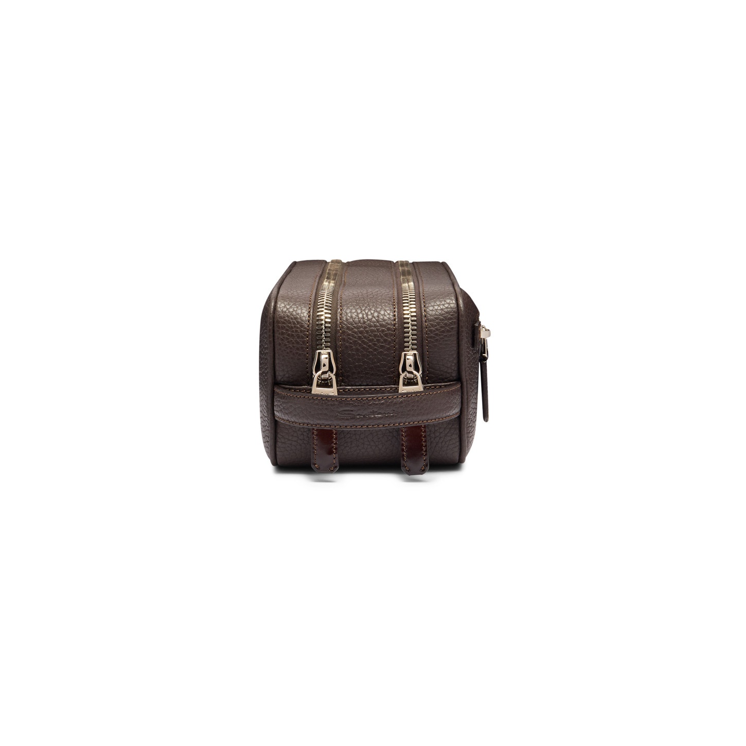 Dark brown tumbled leather beauty case - 3