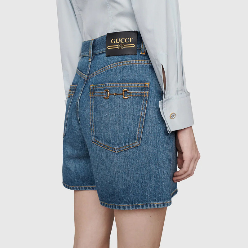 Denim shorts with Horsebit details 6