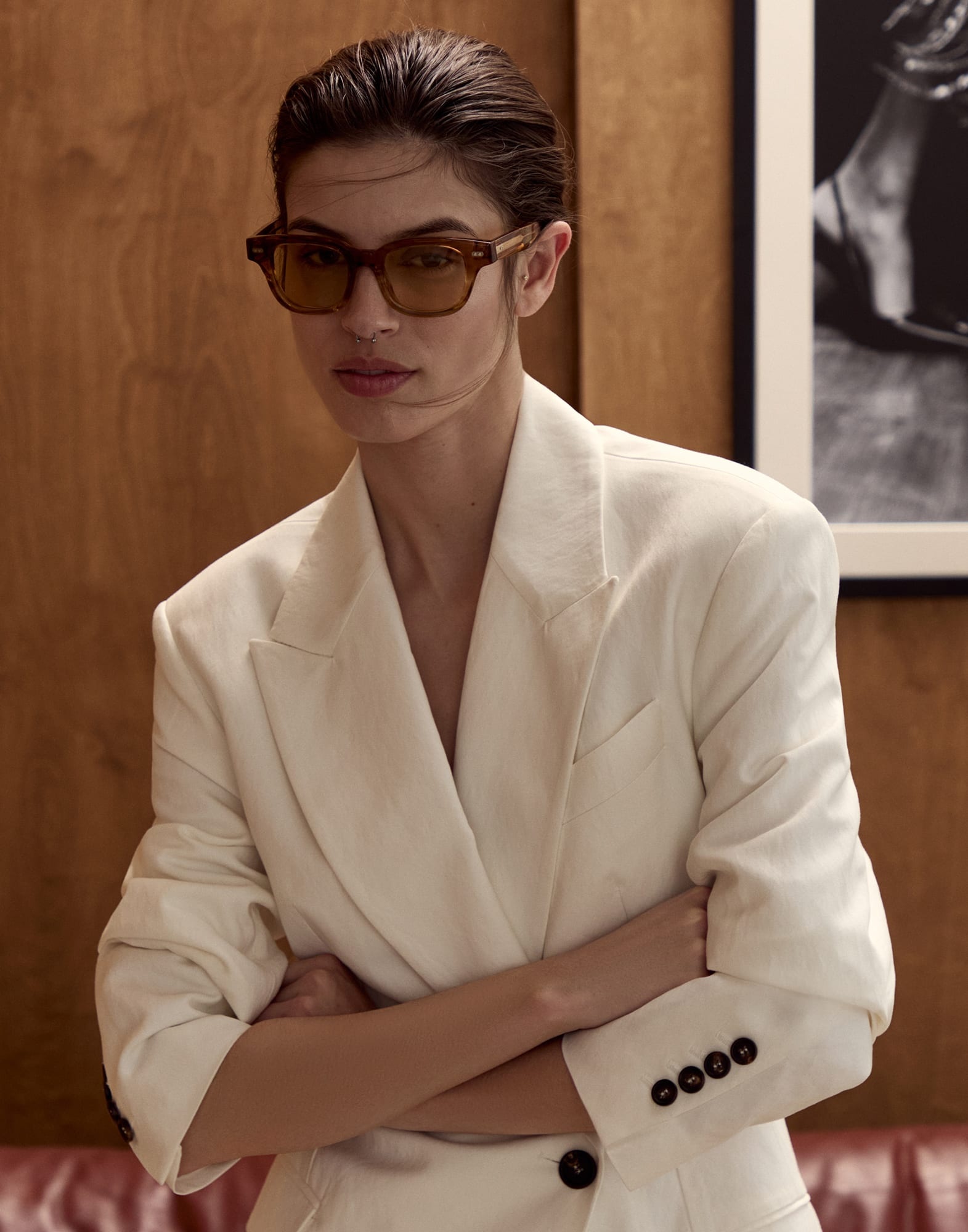 Miles acetate and 18k gold-plated frame - 4