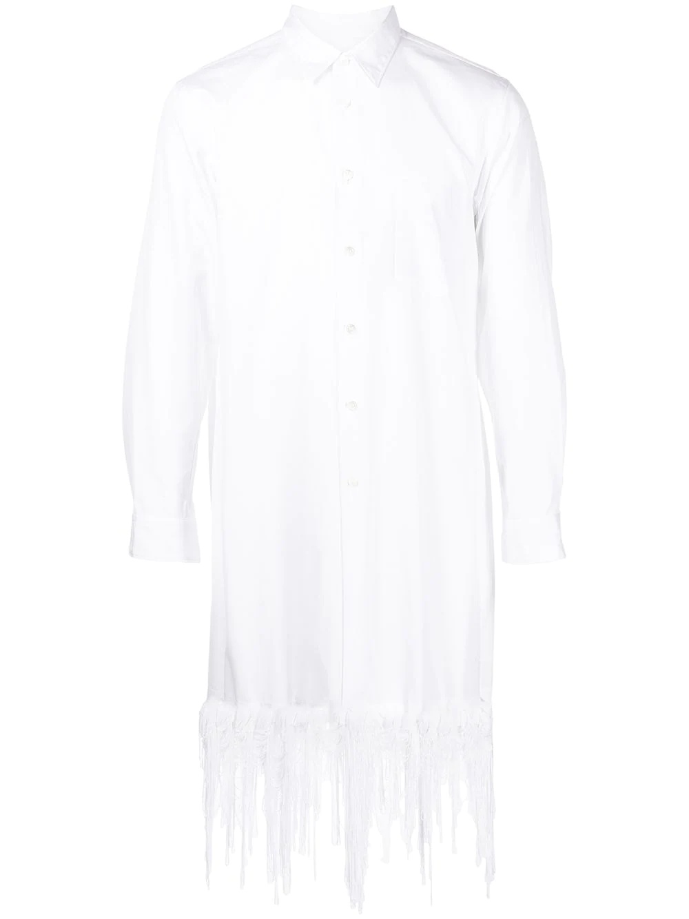 woven-frayed edge shirt - 1